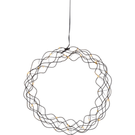 690-38 Curly - kranssi led- valoilla 30cm, musta, lämmin valkoiset ledit 30 kpl, sisäkäyttöön, Star Trading, Noortrade - Kranssit ja tähdet - 182130 - 1