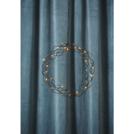 690-38 Curly - kranssi led- valoilla 30cm, musta, lämmin valkoiset ledit 30 kpl, sisäkäyttöön, Star Trading, Noortrade - Kranssit ja tähdet - 182130 - 2