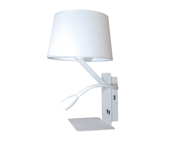 4310-06 Shelf - seinävalaisin, USB, led-valo vasemmalla, valkoinen, Valaisin Grönlund - Seinävalaisimet - 013120 - 1