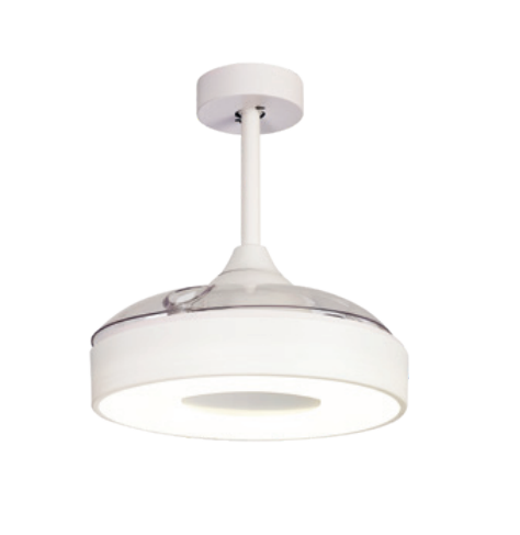 8219 Coin mini -tuuletinvalaisin 43cm valkoinen, moottori 25W, 45W led, Mantra, E.litevalaisimet - Tuulettimet - 006940 - 1