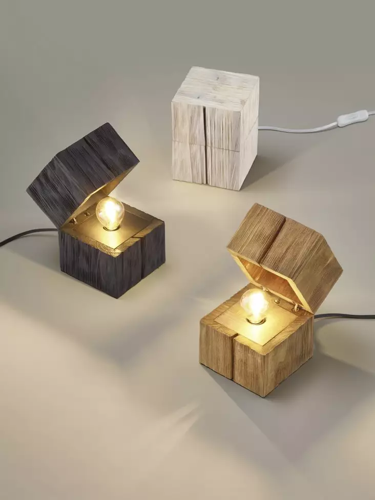 5141101XX Treasure pöytävalaisin, puu, valkoinen ja musta, Trio Lighting - Pöytävalaisimet - 004280 - 1
