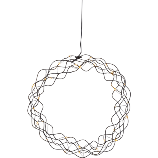 690-38 Curly - kranssi led- valoilla 30cm, musta, lämmin valkoiset ledit 30 kpl, sisäkäyttöön, Star Trading, Noortrade - Kranssit ja tähdet - 182130 - 1