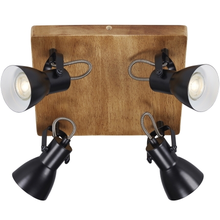 2902-045 Arbo 4-osainen kattovalaisin, musta / puu, 4xGU10, Briloner, E.litevalaisimet - Plafondit - 182750 - 1