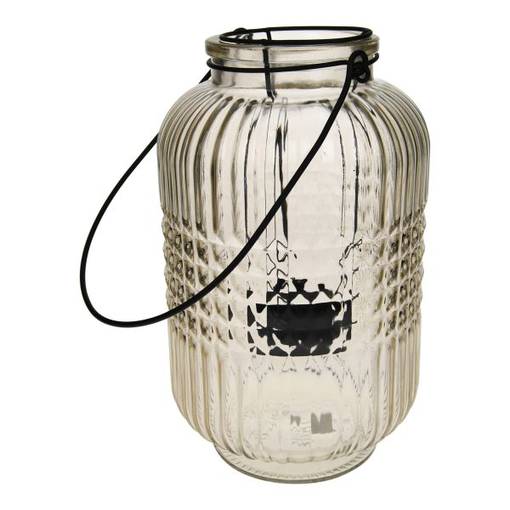 1424 Vintagelasi - tuikkupurkki, savulasi, musta sanka / pidike, Weiste - Sisustustuotteet ja astiat - 182810 - 1