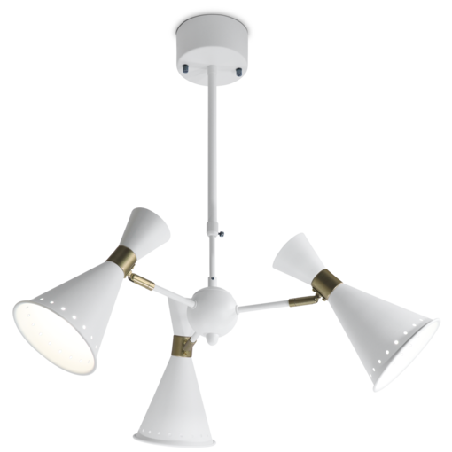 K45810-3VA Ayla - kattovalaisin, 3-osainen, teleskooppivarsi, valkoinen / messinki, Sessak - Riippuvat valaisimet - 183350 - 1