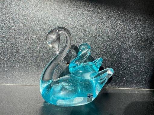 Äitijoutsen ja poikanen, turkoosi, Lasi-Kostamo - Sisustustuotteet ja astiat - 183450 - 1