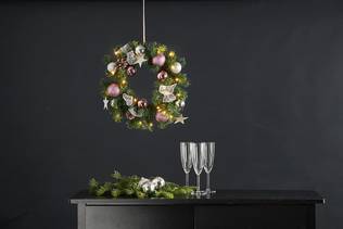 601-52 Noel kranssi 40cm led-valoilla, paristokäyttöinen, StarTrading, noortrade - Kranssit ja tähdet - 183011 - 2