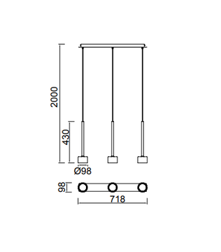 7883 Tonic 3-osainen riippuvalaisin, mustakromi, mAntra, e.litevalaisimet - Riippuvat valaisimet - 185371 - 2