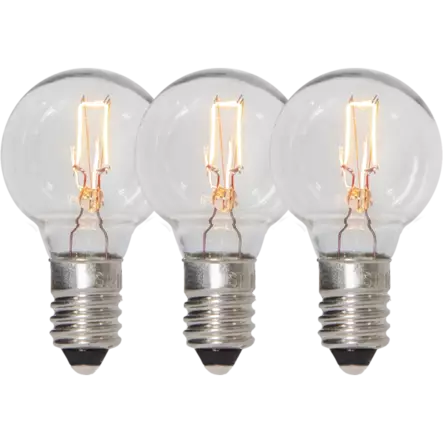 34V 3W E10 kirkas pallo varalamppu 7-haaraiseen kynttelikköön, 3 kpl/pkt, StarTrading - Varalamput - 007091 - 1