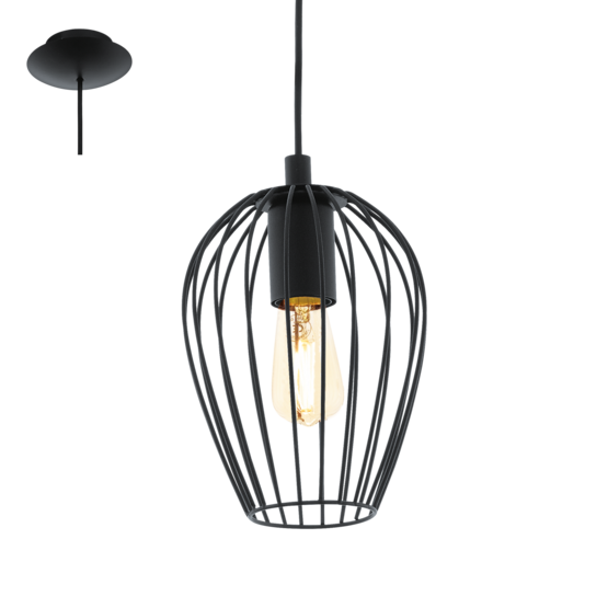 49477 Newtown - riippuvalaisin pieni, musta, E27, 16 cm, Eglo - Riippuvat valaisimet - 007301 - 1
