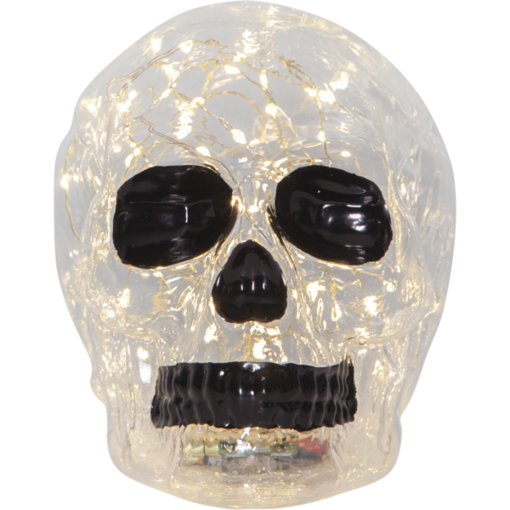 729-10 Pääkallokoriste led, paristokäyttöinen, 3xAAA, kirkas akryylikallo, Star Trading, Noortrade - Muut - 182111 - 1