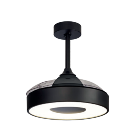 8221 Coin mini -tuuletinvalaisin 43cm musta, moottori 25W, 45W led, Mantra, E.litevalaisimet - Tuulettimet - 006941 - 1