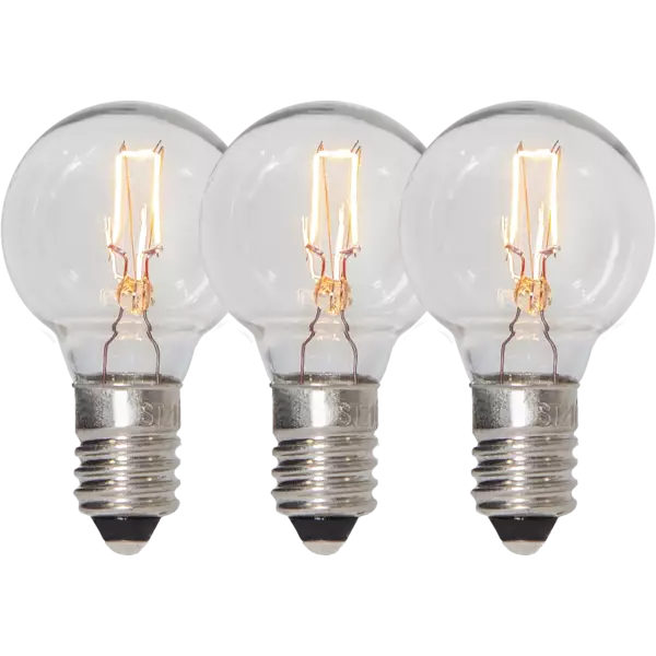 34V 3W E10 kirkas pallo varalamppu 7-haaraiseen kynttelikköön, 3 kpl/pkt, StarTrading - Varalamput - 007091 - 1