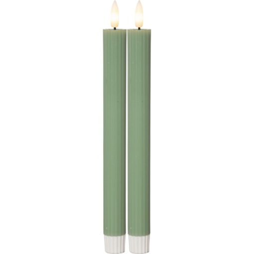 061-65 Flamme Stripe led antiikkikynttilä 25cm 2kpl vihreä, StarTrading, noortrade - Kyntteliköt ja kynttilät - 009981 - 1