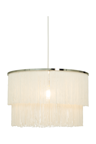 14960-01-20 Sanna riippuvalaisin, valkoinen hapsu / kromi, E27, Aneta - Riippuvat valaisimet - 183571 - 1