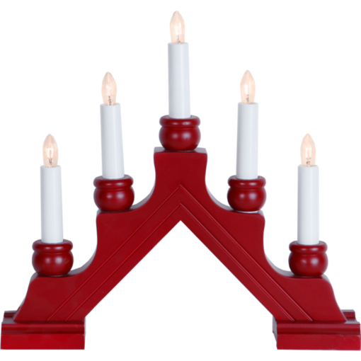 275-45 Karin 5-haarainen puukynttelikkö, punainen, StarTrading, Noortrade - Kyntteliköt ja kynttilät - 183861 - 1
