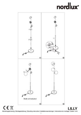 48613003 Lilly - lattiavalaisin, musta / valkoinen lasi, 3xE14, Nordlux, Noortrade - Lattiavalaisimet - 182252 - 2