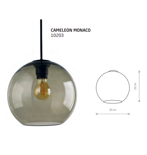 10203 Cameleon Monaco lasikupu 30cm, savunharmaa lasi, Nowodvorski, E.litevalaisimet - Cameleon System mallisto - 001052 - 1