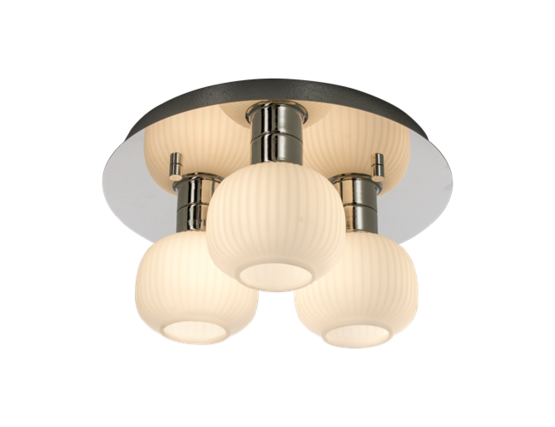 16905-20 Messina 3-osainen kattovalaisin 28cm, IP44, valkoinen opaalilasi, kromi, Aneta - Plafondit - 182462 - 1