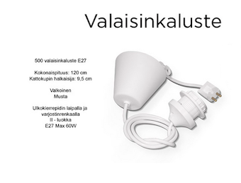 500V valkoinen valaisinkalustejohto, E27, Sessak - Sähkötarvikkeet - 002662 - 1