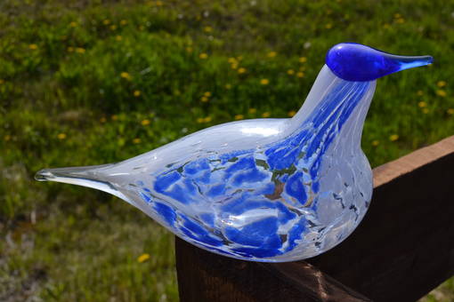 Suomilintu sininen / valkoinen - koristelasi, kotimainen, Lasi-Kostamo - Sisustustuotteet ja astiat - 182712 - 1