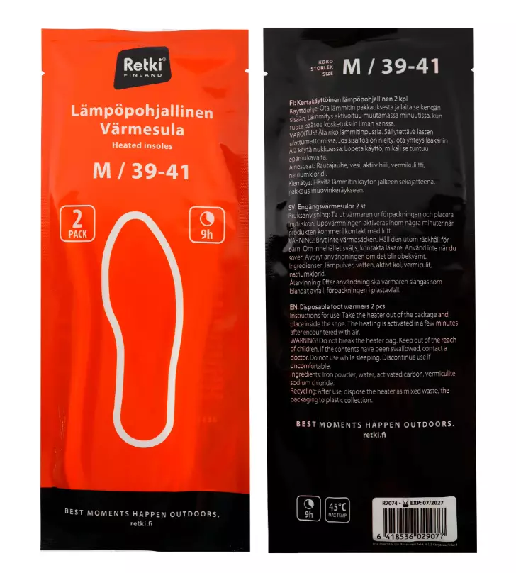 R7074 Retki kertakäyttöinen lämpöpohjallinen 2kpl, koko M / 39-41 - Tekstiilit ja asusteet - 002872 - 1