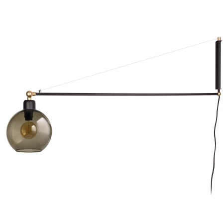 9374 Crane seinävalaisin, musta, messinki, savulasi, E27, E.litevalaisimet - Seinävalaisimet - 009522 - 1