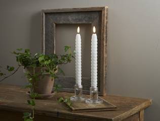 064-34 Flamme Swirl antiikkikynttilä 2 kpl/paketti, valkoinen, Star Trading, Noortrade - Kyntteliköt ja kynttilät - 184623 - 2