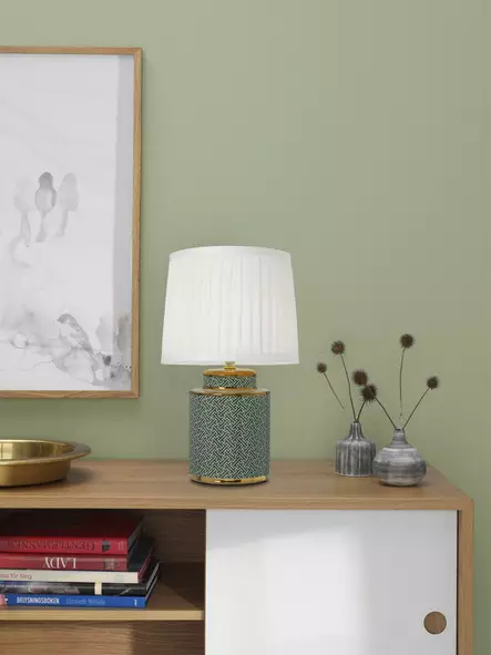 B2151GR Maze pöytävalaisin vihreä, valkoinen varjostin, Cottex - Pöytävalaisimet - 008163 - 2