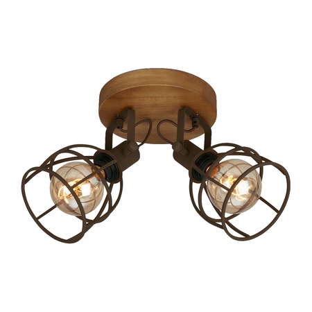 2670-024 Korbo 2-osainen kattovalaisin, ruskea, puu, E27, Briloner, e.litevalaisimet - Kohdevalaisimet - 185203 - 1