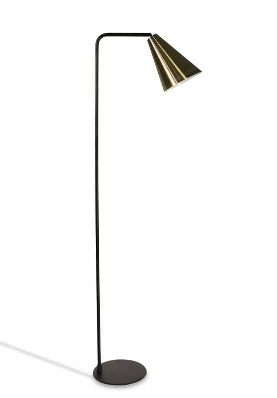 3870-05 Vigo - lattiavalaisin, musta, antiikkimessinki, 156 cm, E27, Valaisin Grönlund - Lattiavalaisimet - 181663 - 1