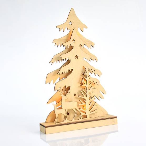 600-40574 Puumaisema led-valolla 37cm, paristokäyttöinen, Eurolamp, Finvalo - Muut - 006633 - 1