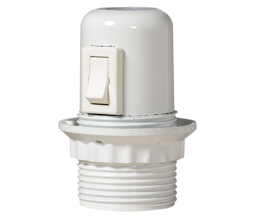 D 65/05 Valkoinen E27 lampunkanta, katkaisijalla, ulkokierteellä - Sähkötarvikkeet - 009793 - 1