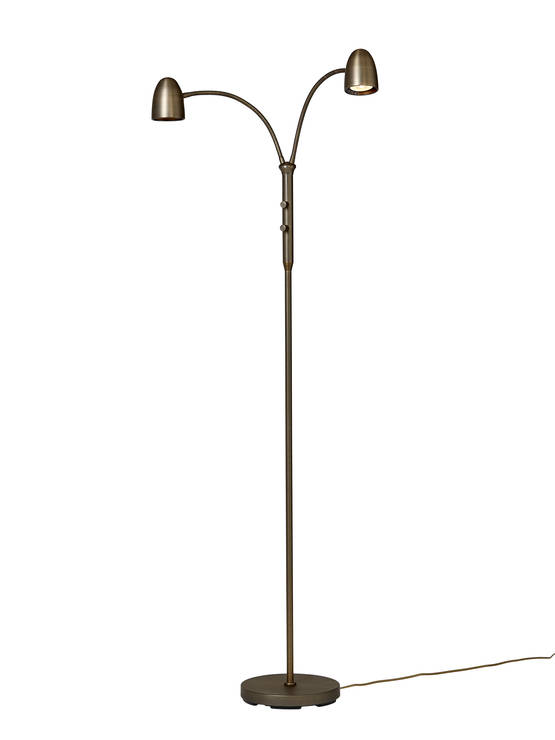 G 898/00 Koster 2-osainen lattiavalaisin 2xGU10, suunnattava, antiikkimessinki, himmennettävä, AH-Belysning - Lattiavalaisimet - 181813 - 2