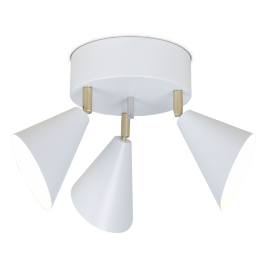 S55412O-3VA Lux 3-osainen kattovalaisin valkoinen / kulta, Sessak - Kohdevalaisimet - 185363 - 1