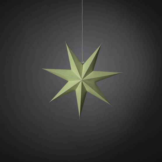 5990-910 Itsevalaiseva tähti 60 cm, muovi, valkoinen ja pimeässä hohkaa vihreää, Konstsmide - Kranssit ja tähdet - 182113 - 1