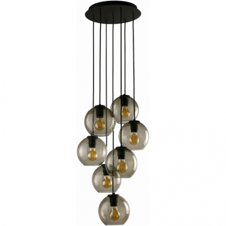 9131 Vetro - ryhmä riippuvalaisin, musta / savulasi, 7 x E27, E.litevalaisimet - Riippuvat valaisimet - 182483 - 1
