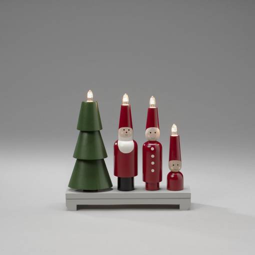 3970-550 Tonttujono - kynttelikkö, punainen / vihreä, Konstsmide - Kyntteliköt ja kynttilät - 183803 - 1