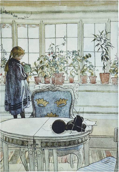 1256-73-021 Blomster ( Carl Larsson ) keittiöpyyhe 50x70cm, Svanefors, Noortrade - Tekstiilit ja asusteet - 184603 - 1