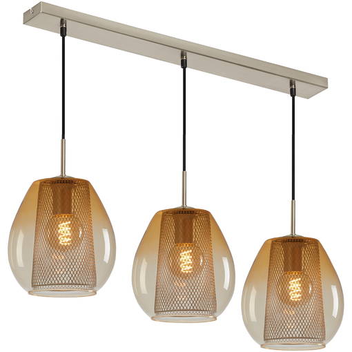 4024-037 Seventies 3-osainen riippuvalaisin, amber/satiini, Briloner, E.litevalaisimet - Riippuvat valaisimet - 184853 - 1