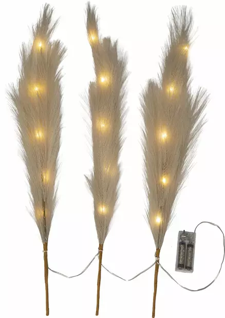 581-57 valkoinen/ 581-58 ruskea Plumes koristehöyhenoksa led-valoilla, Star Trading - Muut - 004794 - 1