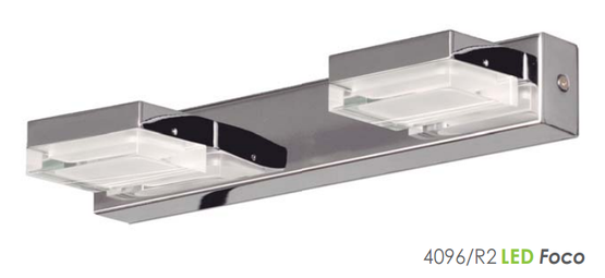 ACB 4096/R2 Foco 2-osainen led - seinävalaisin, 2x3W, kromi, akryyli, 3200K, IP44, LUXPOP - Seinävalaisimet - 101174 - 1