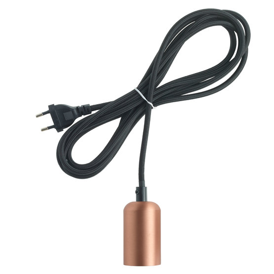 7005016 E27 kalustejohto, kupari, 3,5m kangasjohto, Unison - Sähkötarvikkeet - 181484 - 1