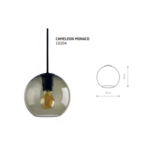 10204 Cameleon Monaco lasikupu 25cm, savunharmaa lasi, Nowodvorski, E.litevalaisimet - Cameleon System mallisto - 185034 - 1