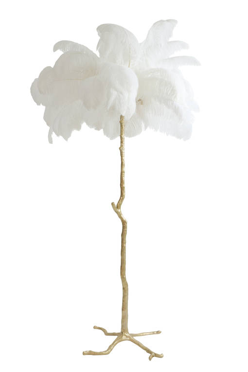 1860726 Feather - lattiavalaisin 95cm valkoinen/kulta, Light & Living, Focus Interiors - Lattiavalaisimet - 006954 - 1