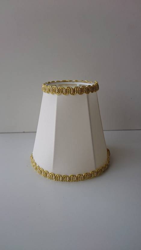 Kruunuvarjostin pieni, luonnonvalkoinen kangas, kulta reunus, Kehikkotuote - Kankaiset varjostimet ja muut kuin lasi - 101064 - 1