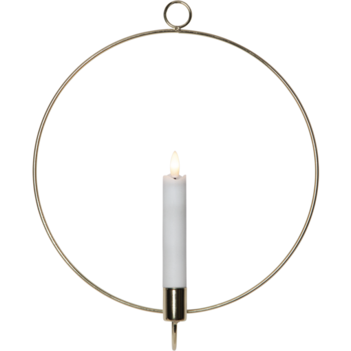 063-46 Flamme - koristerengas 28cm seinälle, kulta, paristokäyttöinen led- kynttilä, Star Trading, Noortrade - Kranssit ja tähdet - 183874 - 1