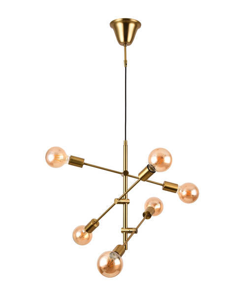 11046-11 Marilyn 6-osainen riippuvalaisin, antiikkimessinki, FocusLight - Riippuvat valaisimet - 184844 - 1