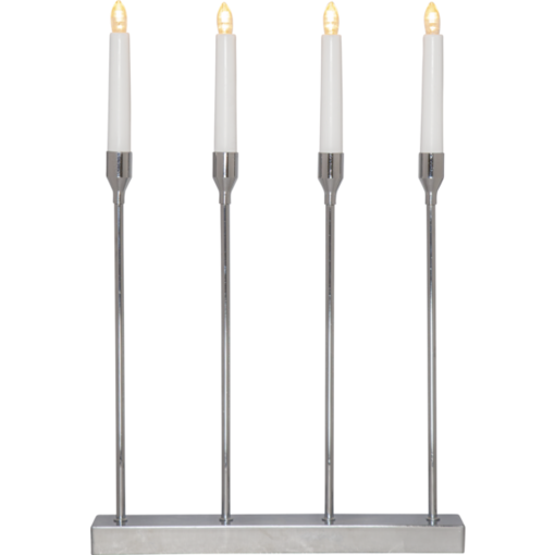 139-01 Lottie 4L kynttelikkö, kromi, paristokäyttöinen, Star Trading, Noortrade - Kyntteliköt ja kynttilät - 185284 - 1