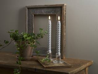 064-36 Flamme Swirl antiikkikynttilä 2 kpl/paketti, harmaa, Star Trading, Noortrade - Kyntteliköt ja kynttilät - 184625 - 2